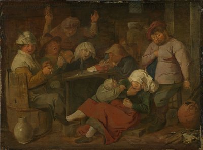 酒に酔った農民の宿。 作： Adriaen Brouwer